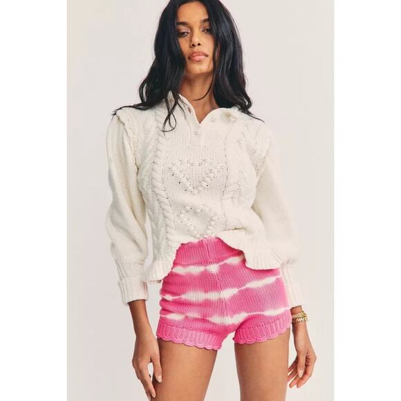LoveShackFancy Pink Tie Dye Shorts - Picture 1 of 12